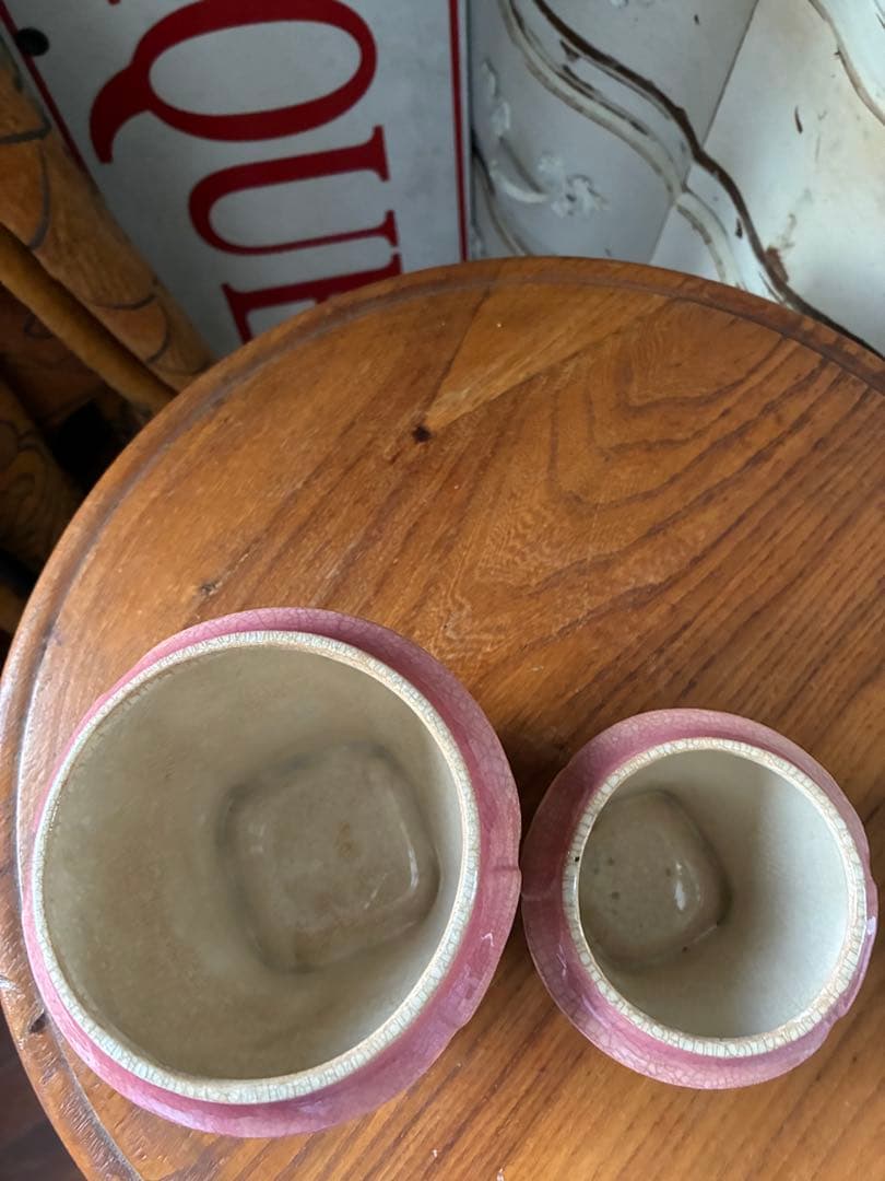 フランス　アンティーク　陶器　キャニスター　バルボティーヌ　ローズ　ピンクBレア