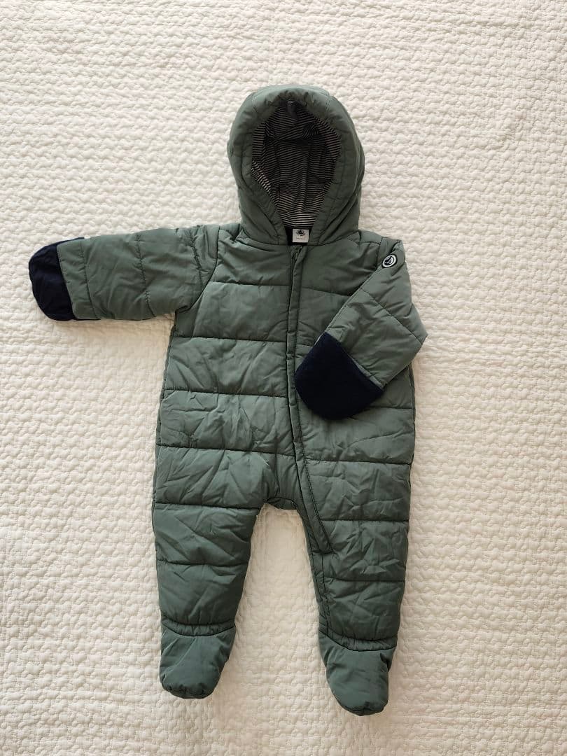 【新品未使用】プチバトー　カバーオール　アウター　12m/74cm　モスグリーン