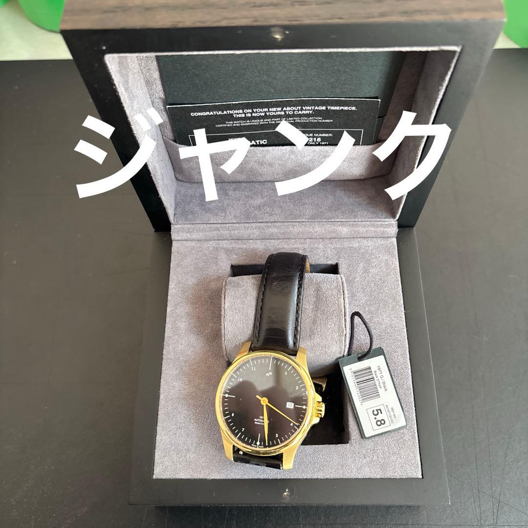 【ジャンク】ABOUT VINTAGE 自動巻き腕時計 ブラック/ゴールド