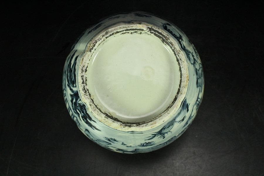 中国美術 青花 人物絵 筆筒 壷(K-LC852)