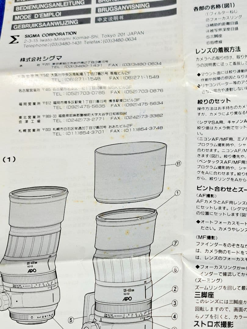 SIGMA 135-400mm F4.5-5.6 APO ズームレンズ