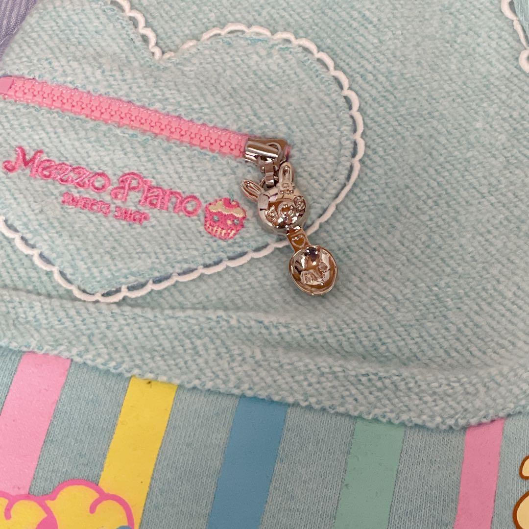 新品　メゾピアノ　ミミポポスカート　水色　リボン　刺繍　平成レトロ　110