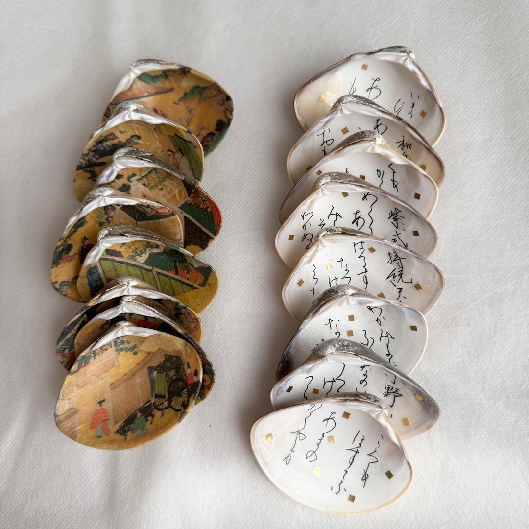 ひな祭り はまぐりの貝合わせ 手書きかな百人一首 源氏物語絵巻