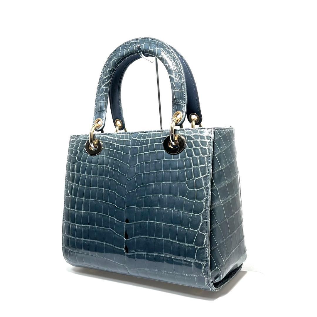 【美品】JRA認定品・日本製 /sanpo三宝/シャイニングクロコ/ハンドバッグ