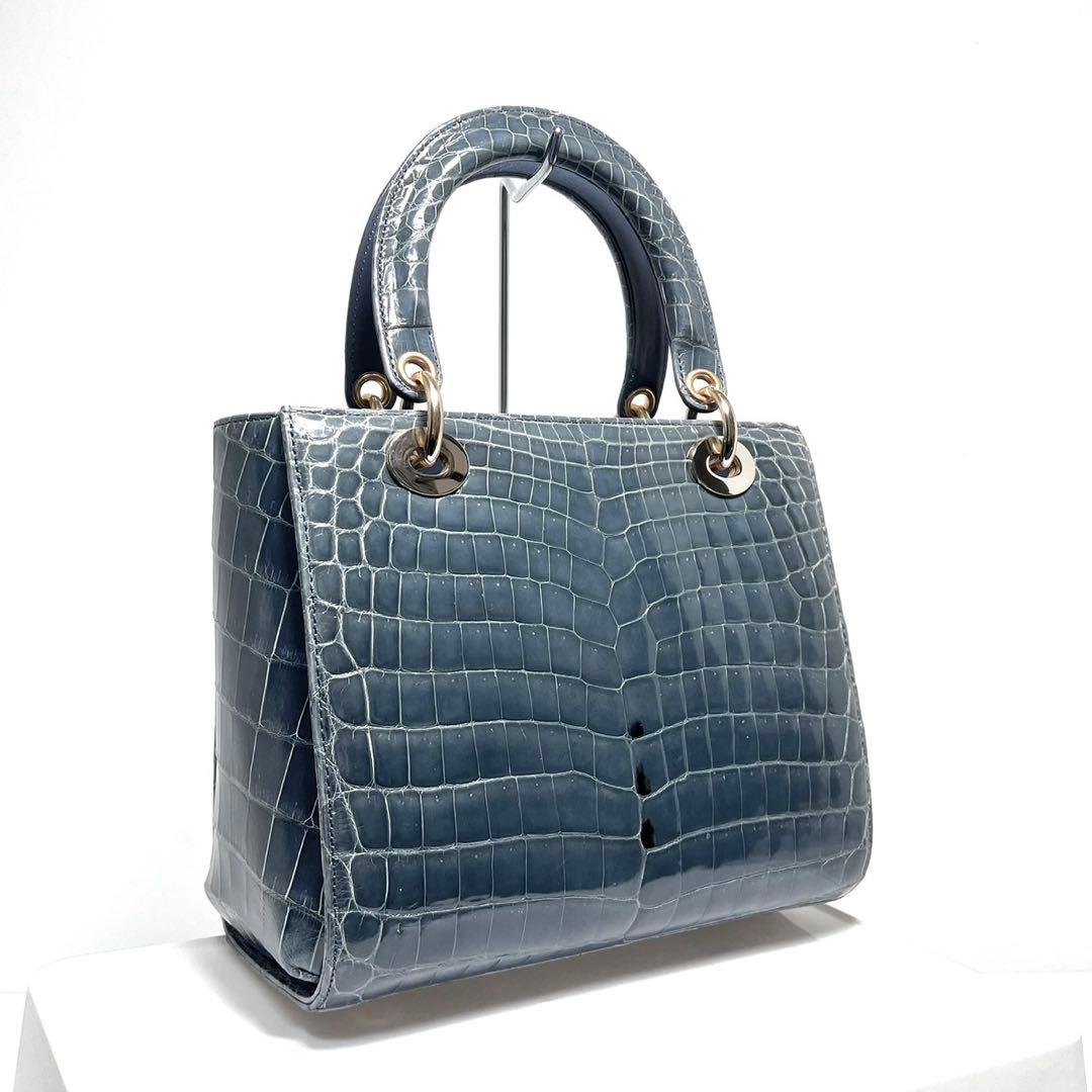 【美品】JRA認定品・日本製 /sanpo三宝/シャイニングクロコ/ハンドバッグ