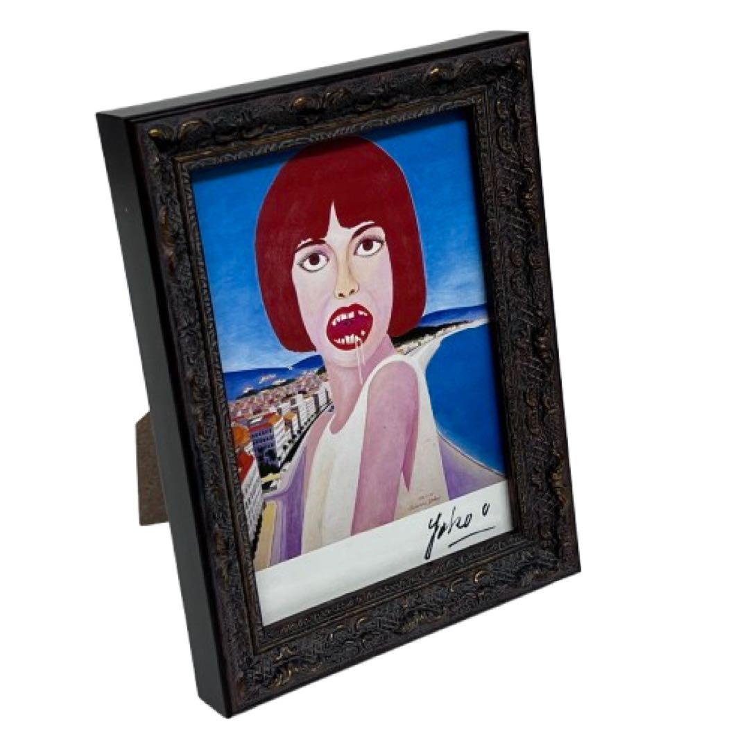 直筆サイン入り！横尾忠則ピンクガールズ「よだれ」ポストカード mi084