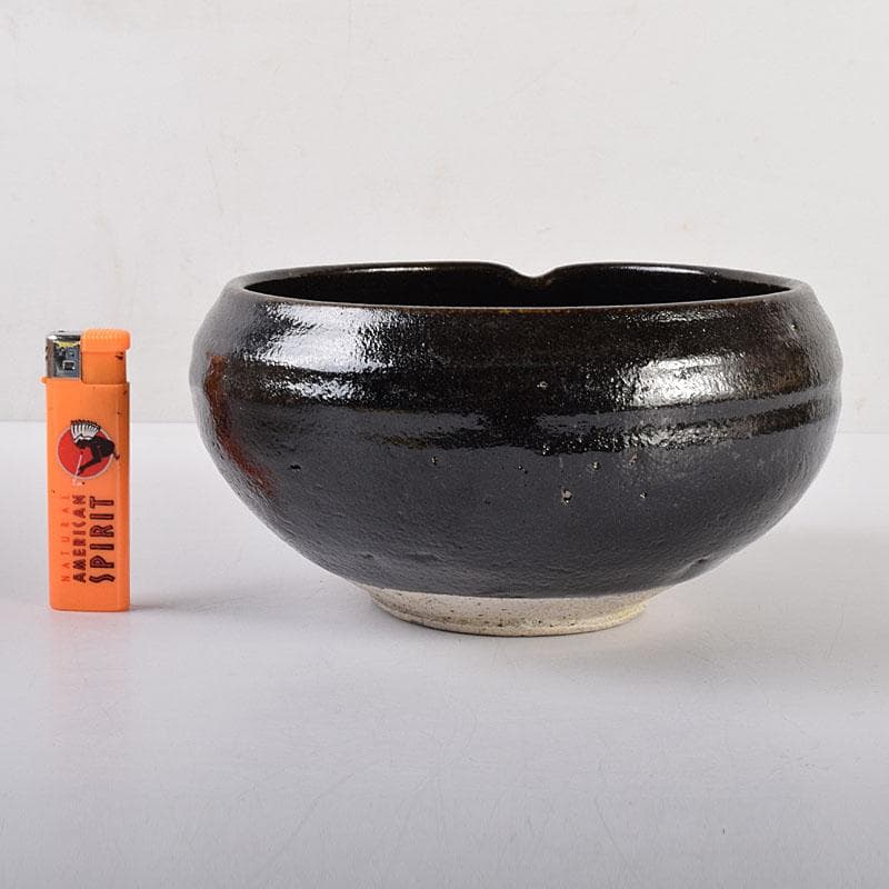 茶道具　芳幽軒　加藤石春作　黒楽菓子器　共箱　M　R7752