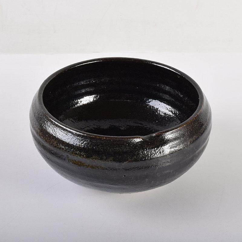 茶道具　芳幽軒　加藤石春作　黒楽菓子器　共箱　M　R7752