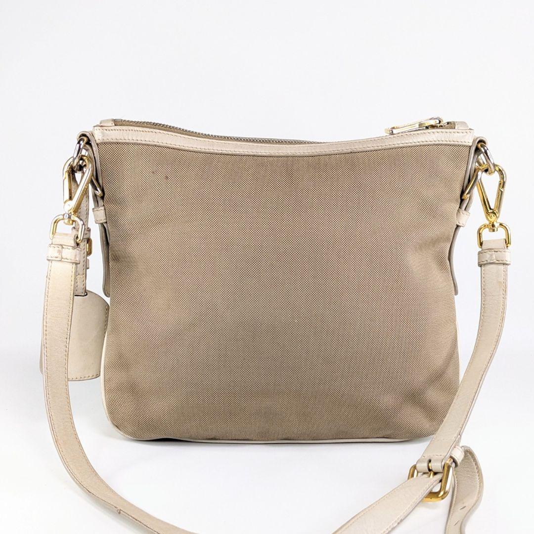 PRADA　プラダ　ショルダーバッグ　キャンバス　レザー　ロゴ ジャガード