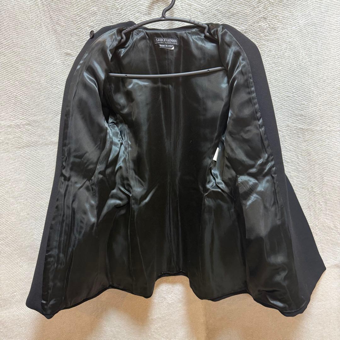 極美品ジョルジオアルマーニ 黒タグ ジップアップコート 2wayネック ブラック