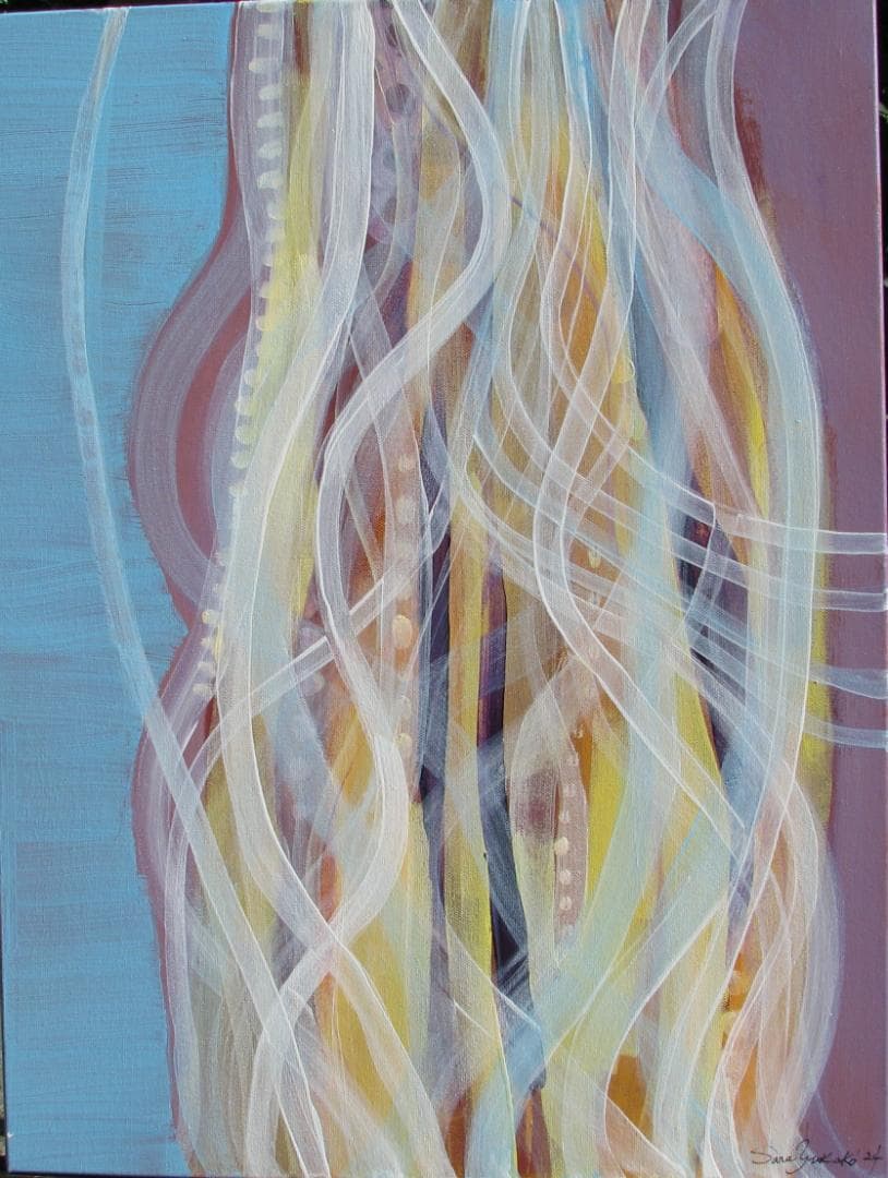 榊原由香子「Water Stream　No1」P12号,アクリル,ホノルルより