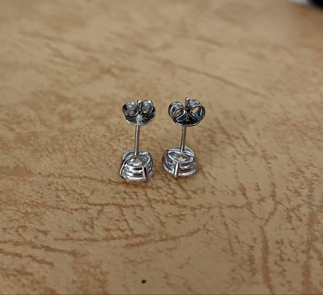 まさみ様用CZダイヤモンド スタッドピアス K14WG 14金 一粒ダイヤモンド