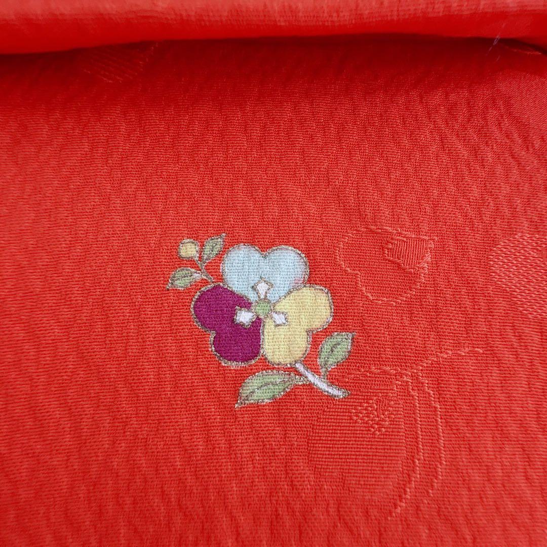 七五三　３歳　女の子　着物　きもの　長着　被布　赤系　麻文様　7276