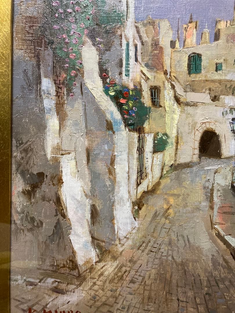 油絵 油彩 肉筆 【叙勲作家　三浦勝治】「セビリヤ」 F4号 美術年鑑掲載作家