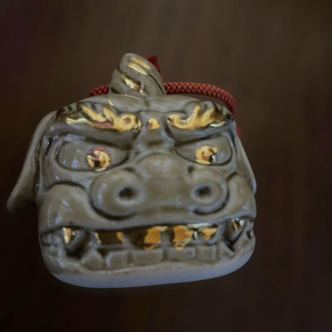 貴重 九谷焼 金彩 土鈴 獅子 魔除け 厄除け 置物 骨董品