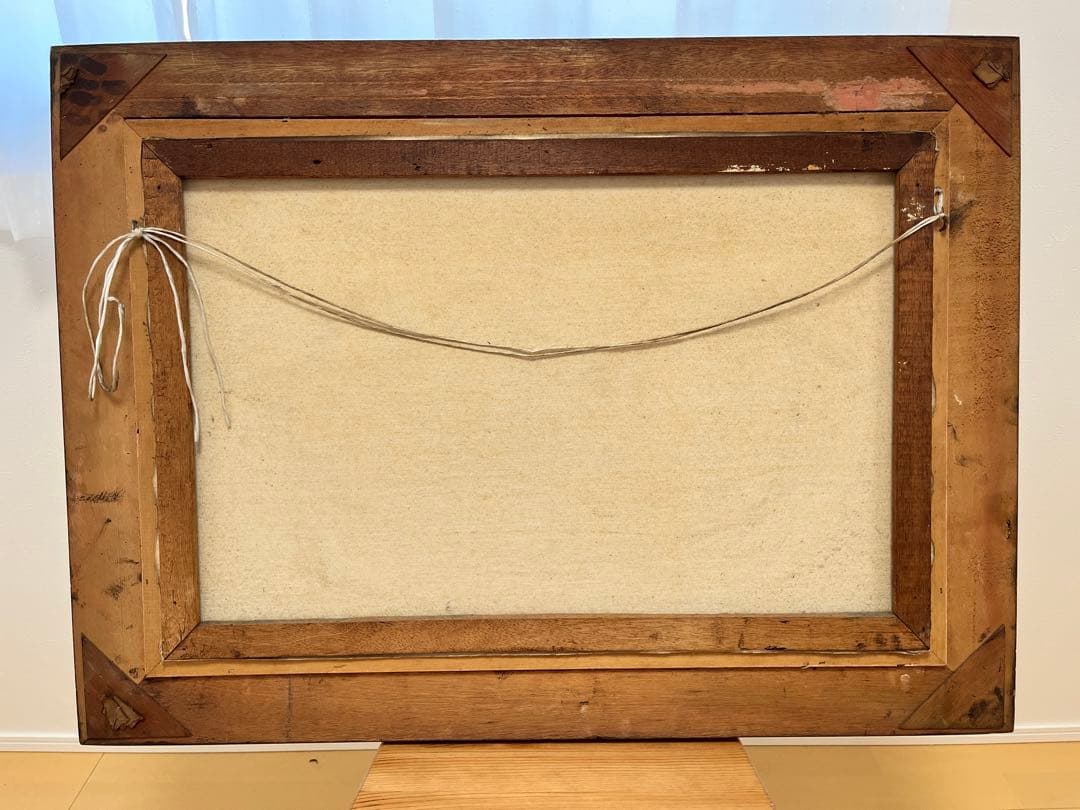 【貴重】ヨットハーバー油絵　豪華額装付