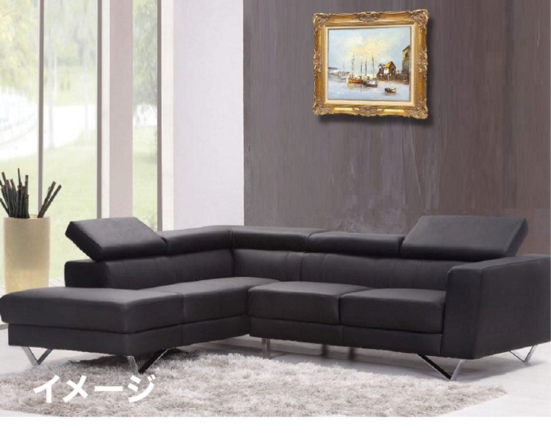 【貴重】ヨットハーバー油絵　豪華額装付