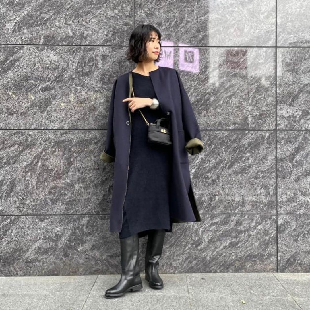 Demi-Luxe BEAMS / クルーネック リバーコート