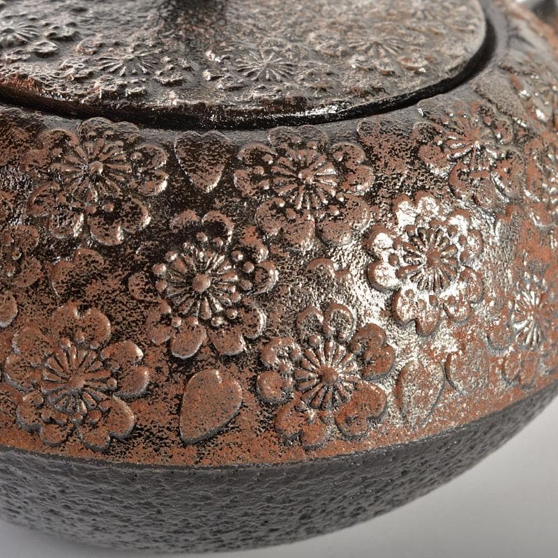 南部鉄器 　照光堂 造　桜文　砂鉄急須　共箱　D　R6745