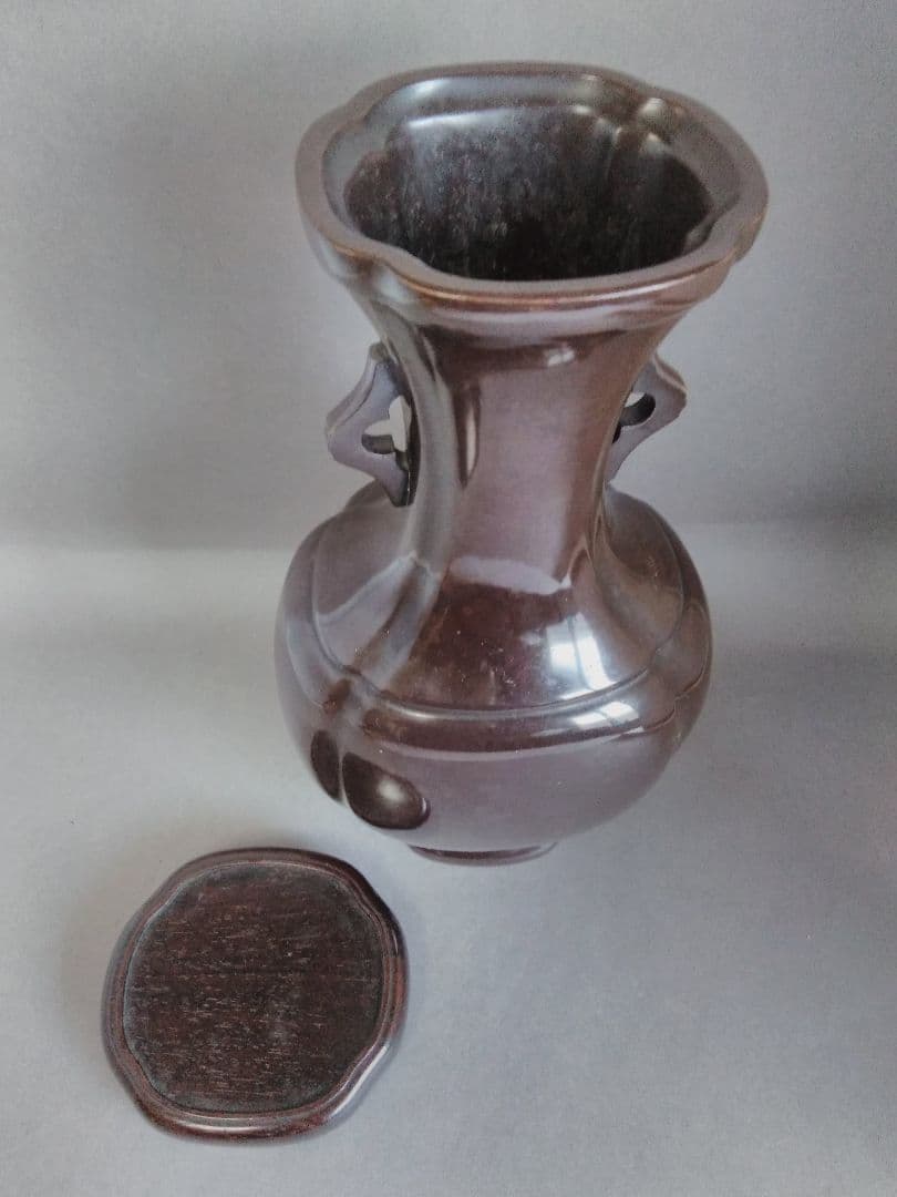 紫銅、阿古陀形　花入(金谷五良三郎)