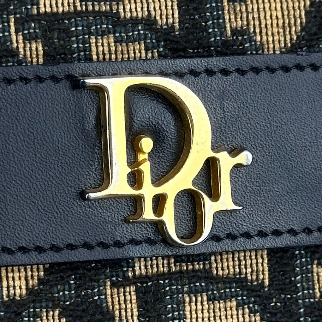 【美品】ディオール　ショルダーバッグ　トロッター　総柄　キャンバス　レザー　濃紺