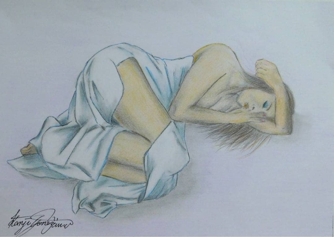 人物画　絵画　 「The Way To Dream」