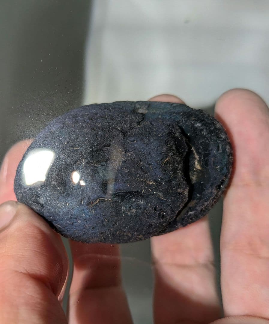 原石　十勝石玲瓏　ブルーベースレインボーオブシディアン　超特級品