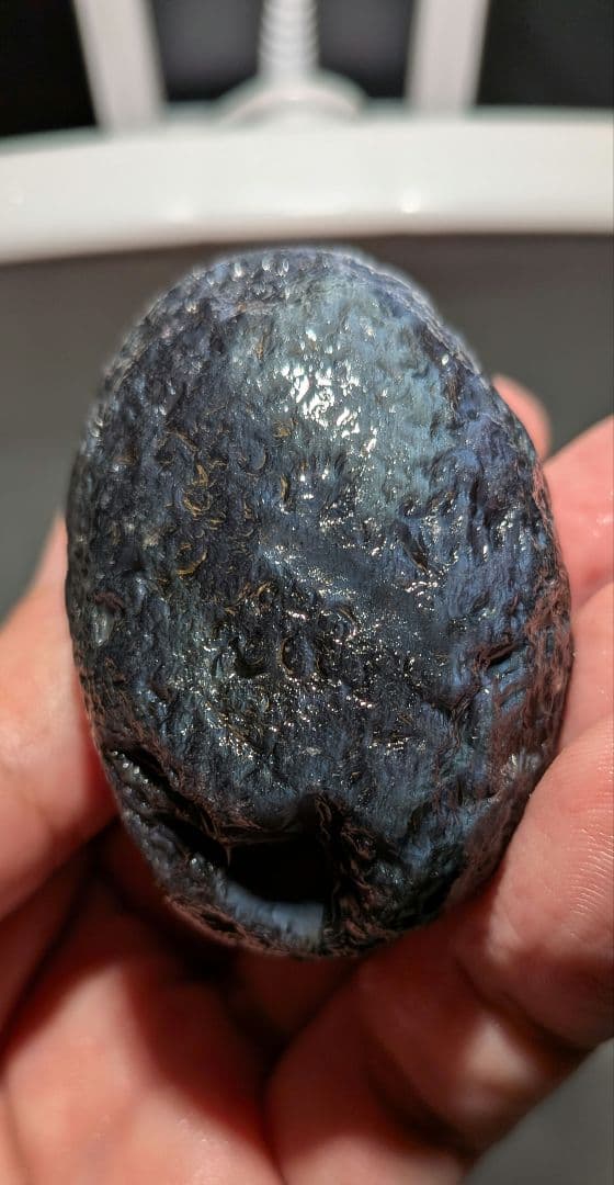 原石　十勝石玲瓏　ブルーベースレインボーオブシディアン　超特級品