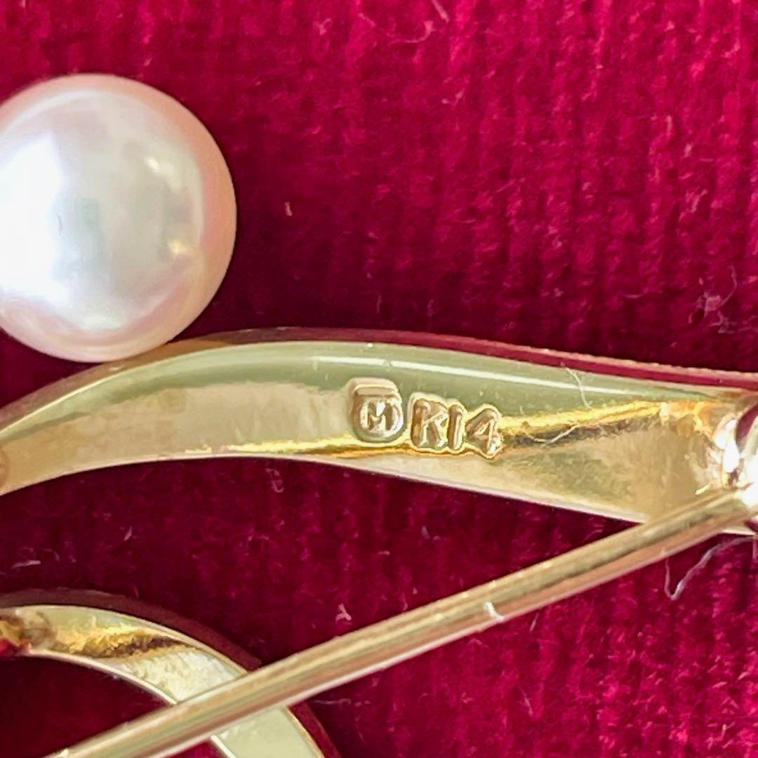 極美品 ミキモトMIKIMOTO パール ブローチ ゴールド K14 人気