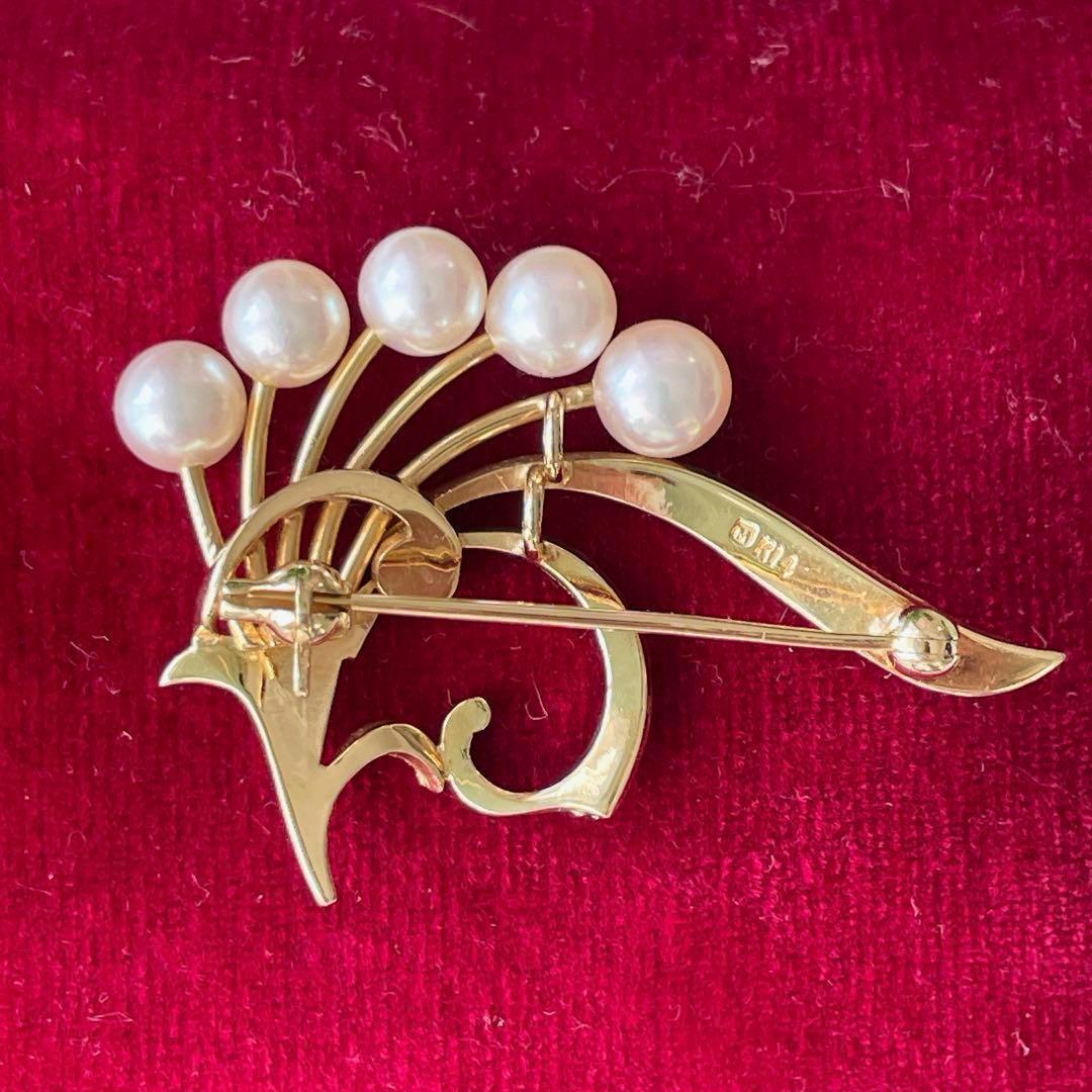 極美品 ミキモトMIKIMOTO パール ブローチ ゴールド K14 人気