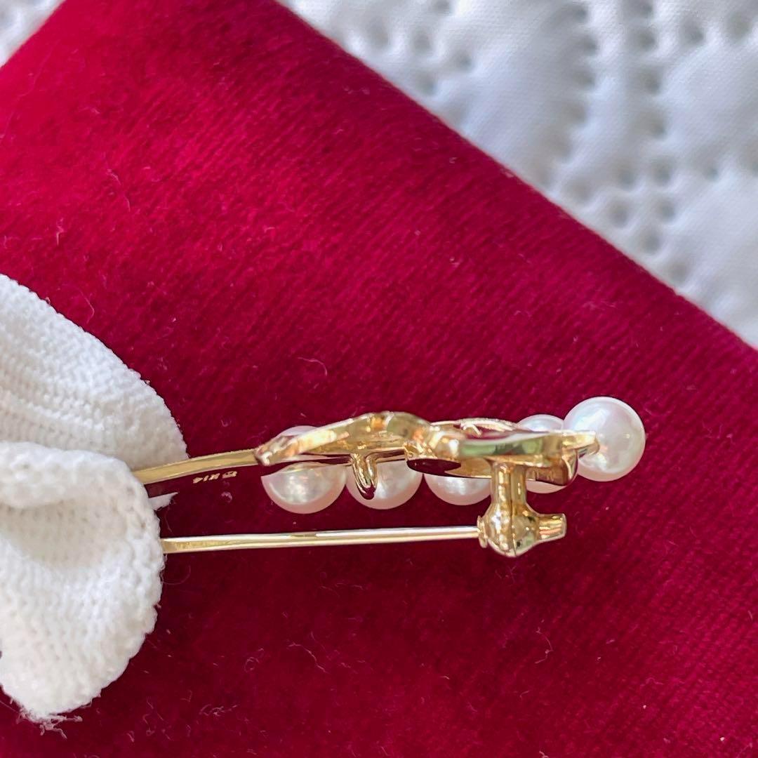 極美品 ミキモトMIKIMOTO パール ブローチ ゴールド K14 人気