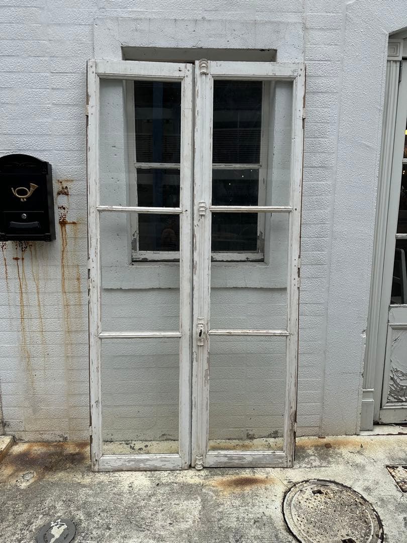 木製アンティーク窓 ガラス入り ホワイト