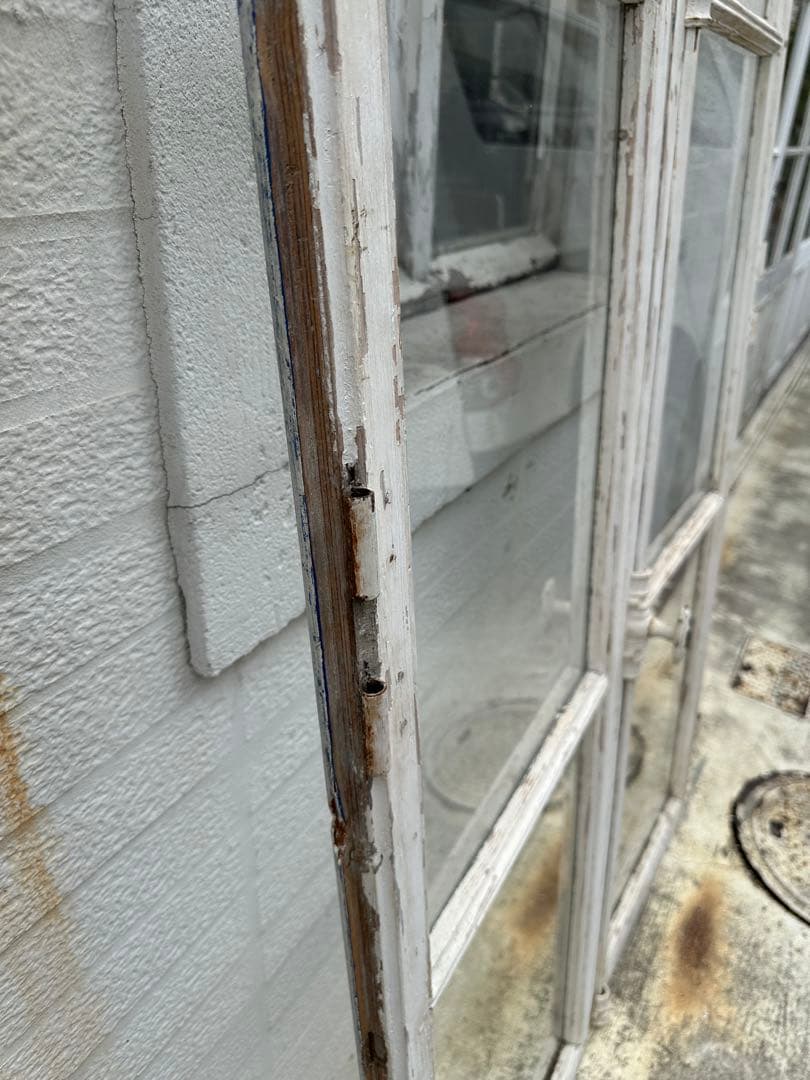 木製アンティーク窓 ガラス入り ホワイト