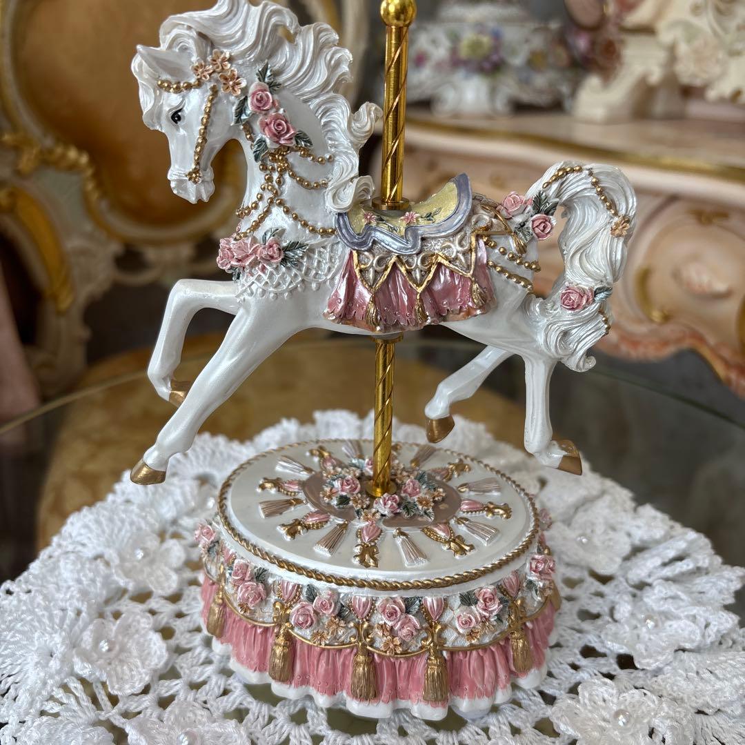 回転式オルゴール 白馬 ルブの森★