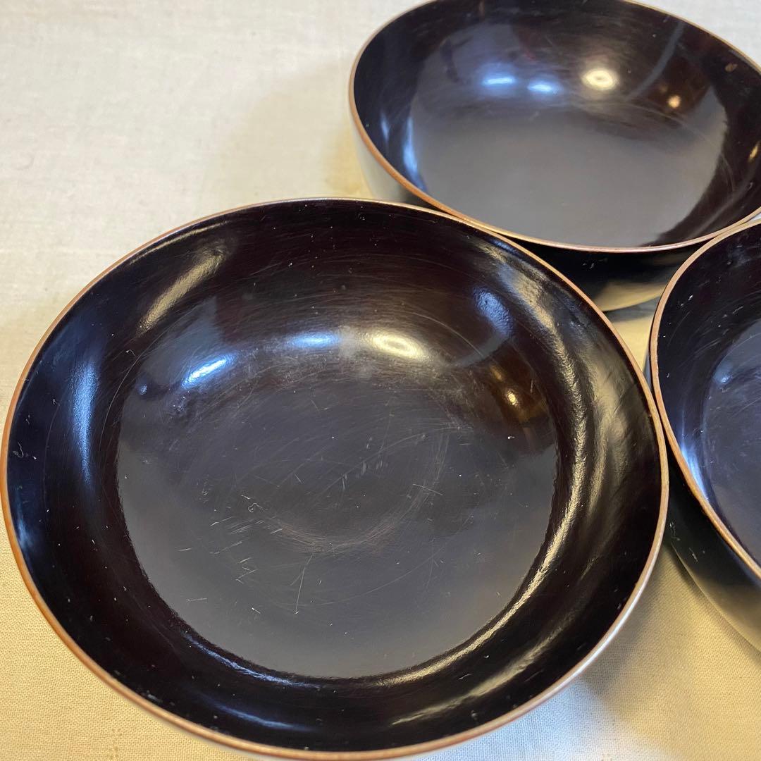 輪島塗　吸物椀　菓子椀　煮物椀　お椀　漆器　金蒔絵　松の図　木製　3客　セット⑧