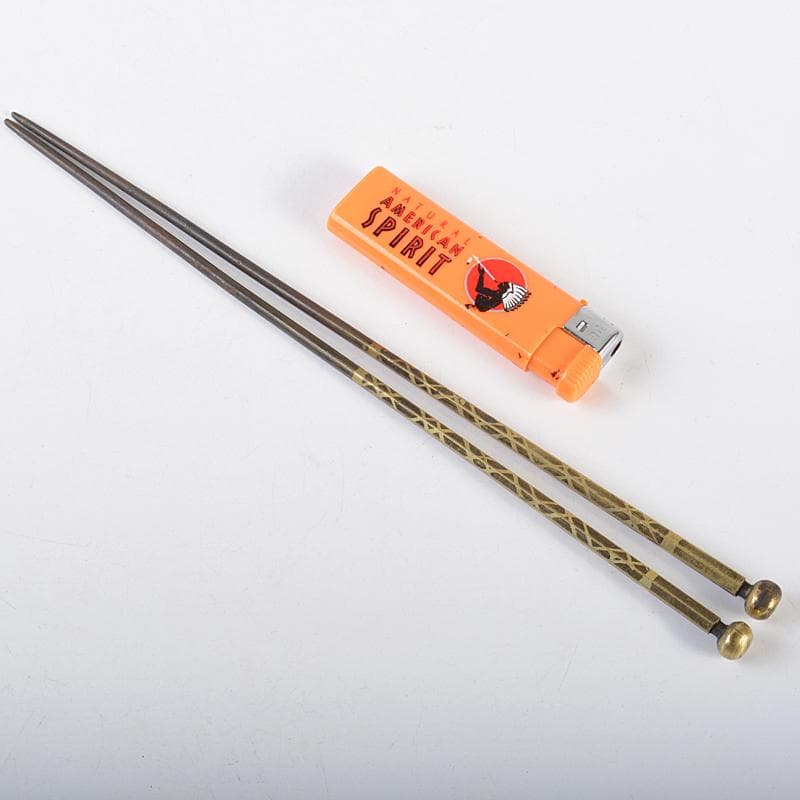 茶道具　金谷五郎三郎作　黄銅　火箸　共箱　M　R7525