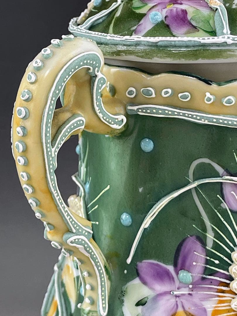 【希少】オールドニッポン アールヌーボー 麦図 一陳盛り上げ クリーマー ジャグ