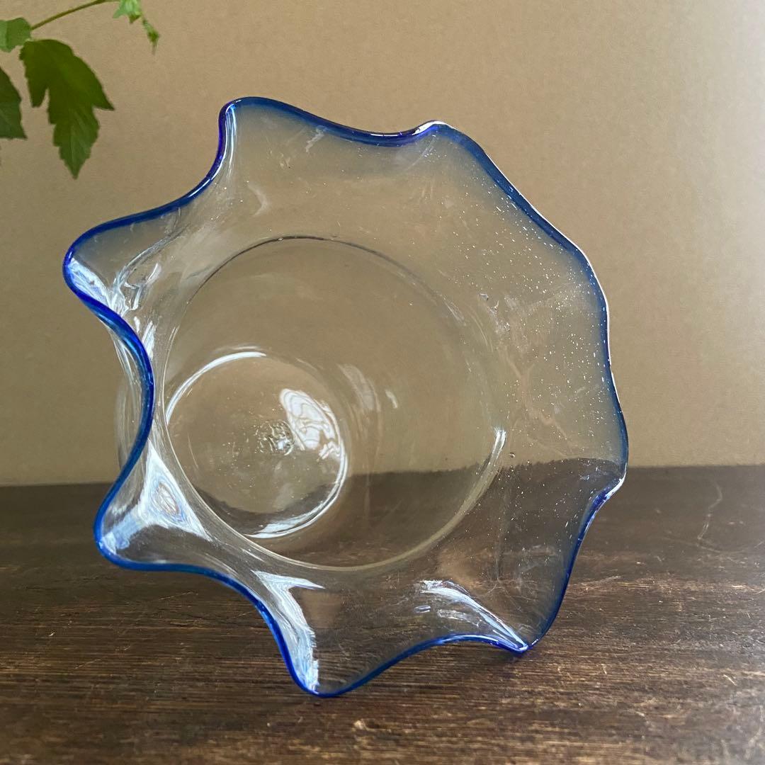 大正ガラス　金魚鉢　古い硝子　アンティーク　吹きガラス　レトロ　めだか