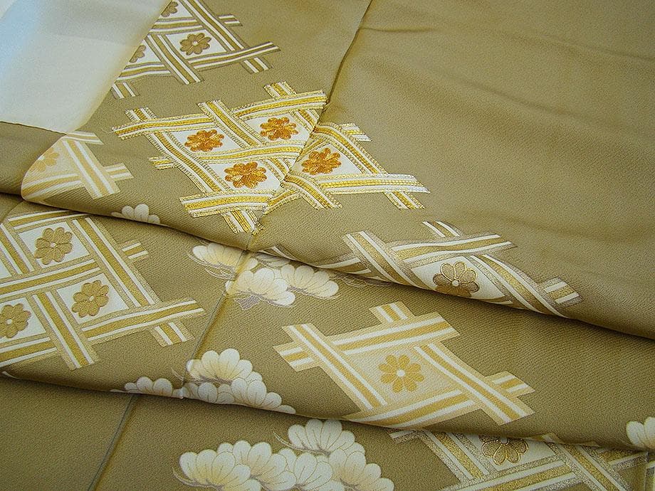 ロング寸 作家物 極上一越地 金彩加工染 色留袖・訪問着（正絹）仕立上りD666