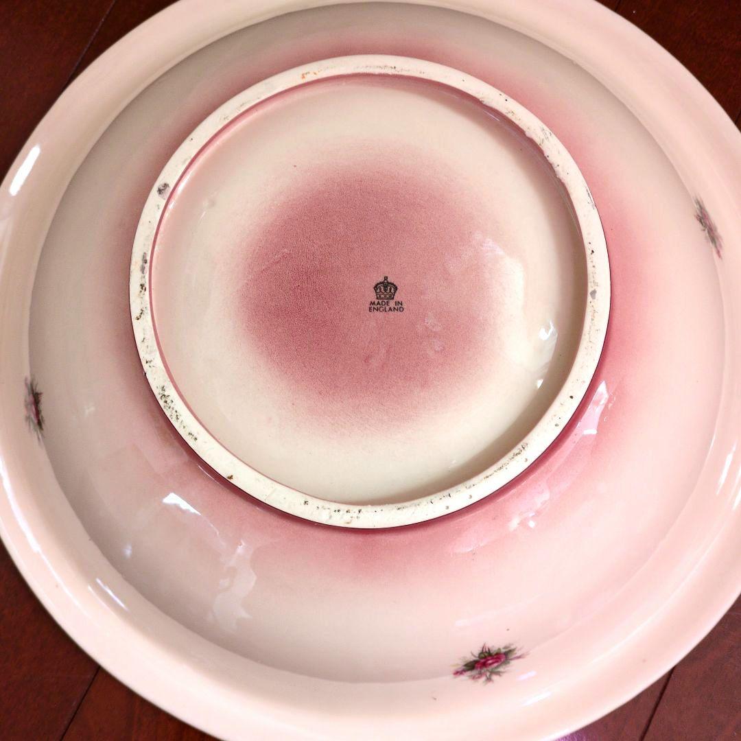 ★英国製　大きい洗面器とピッチャーの５点セット