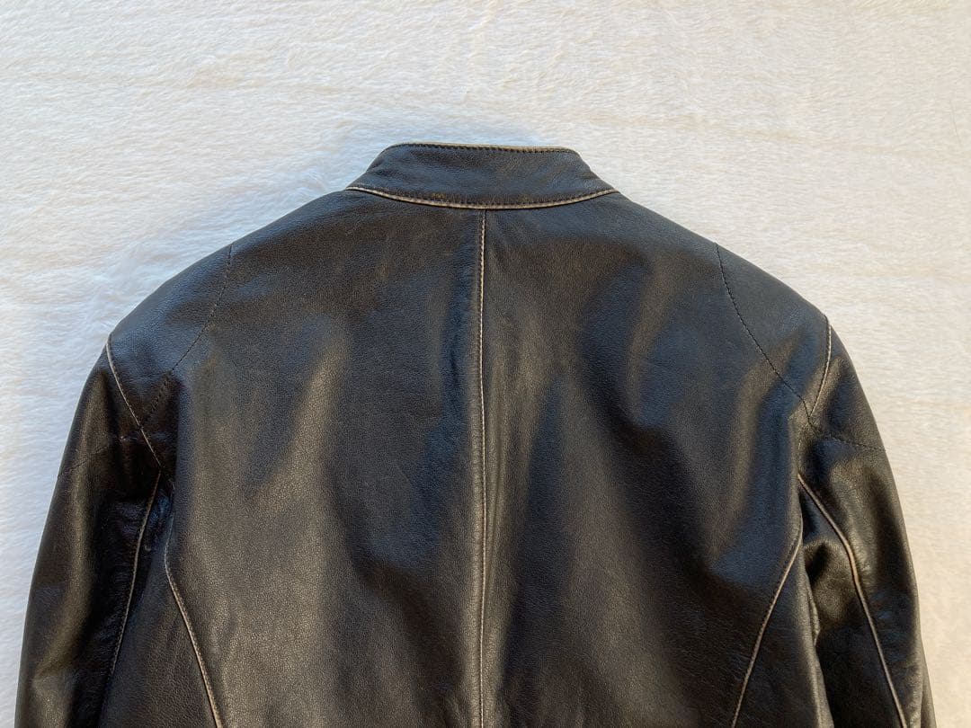 TOMORROWLAND ブラック牛レザー　シングルライダースジャケット
