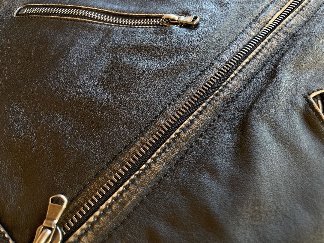 TOMORROWLAND ブラック牛レザー　シングルライダースジャケット