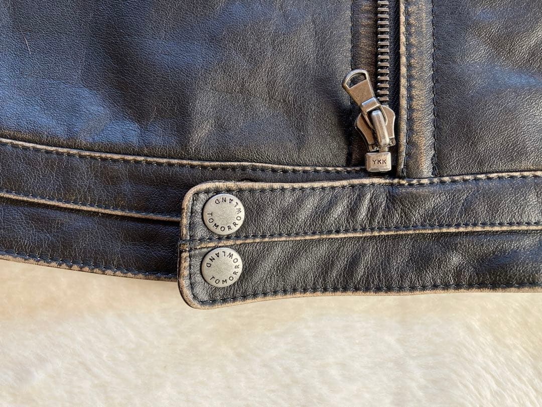 TOMORROWLAND ブラック牛レザー　シングルライダースジャケット