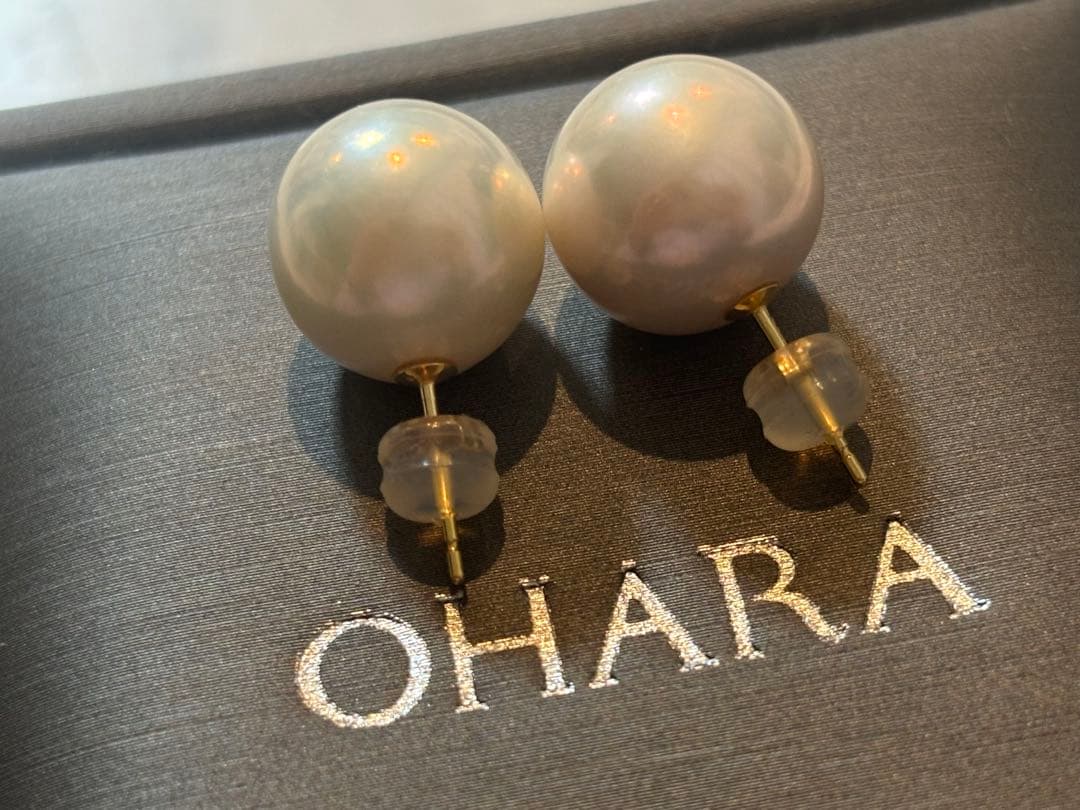 【もりなが】OHARA PEARL 淡水パールピアス K18 13-14