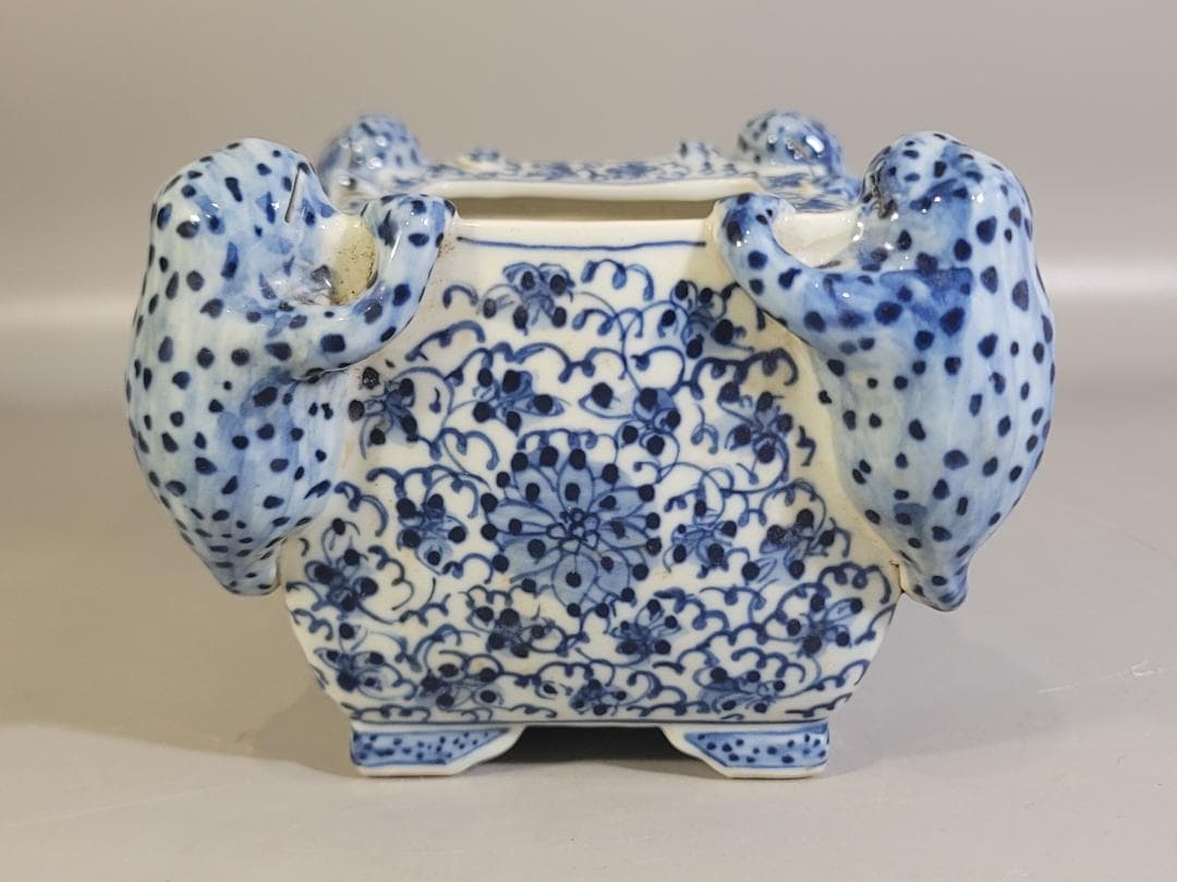 中国 染付 四方蝦蟇 筆洗 DT745