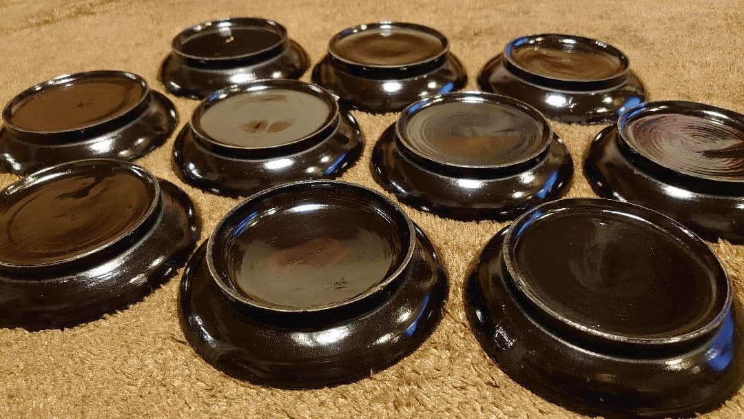 輪島塗　漆器　朱塗　栗色　豆皿　菓子皿　台皿　蔵出し　１０客