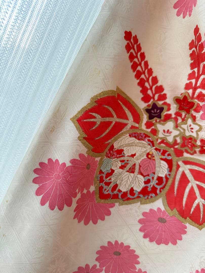 振袖フルセット アイボリー×ピンク×コーラル×ペールブルー×ゴールド 古典柄