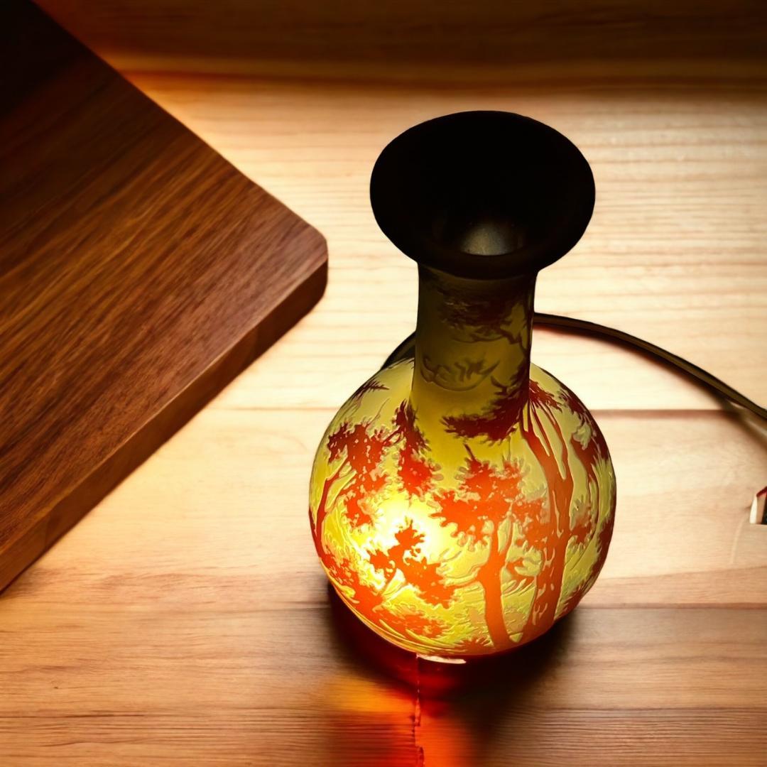 エミールガレ　鶴首型　照明　高さ24cm 被せガラス