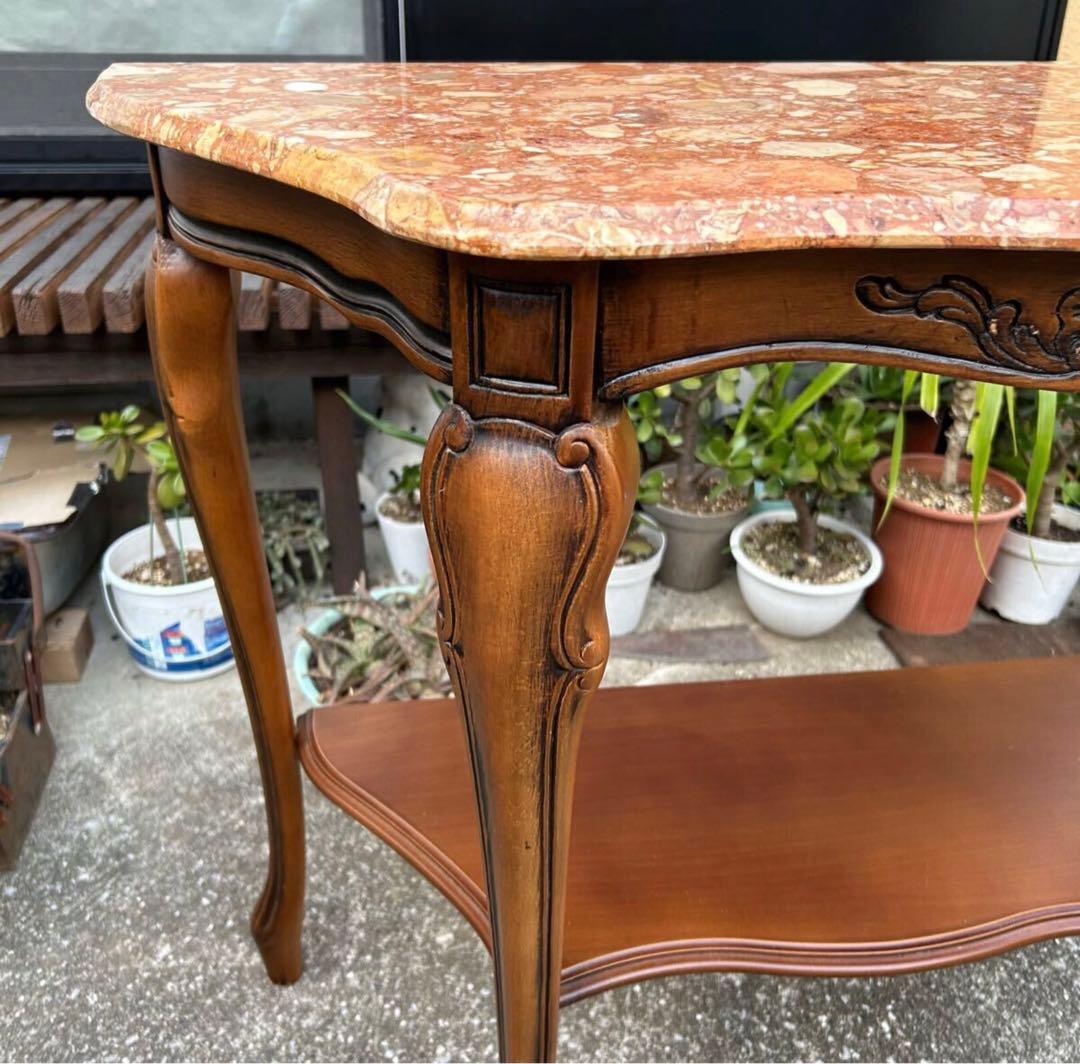 大理石天板の西洋家具テーブル　コンソール テーブル 花台 アンティーク