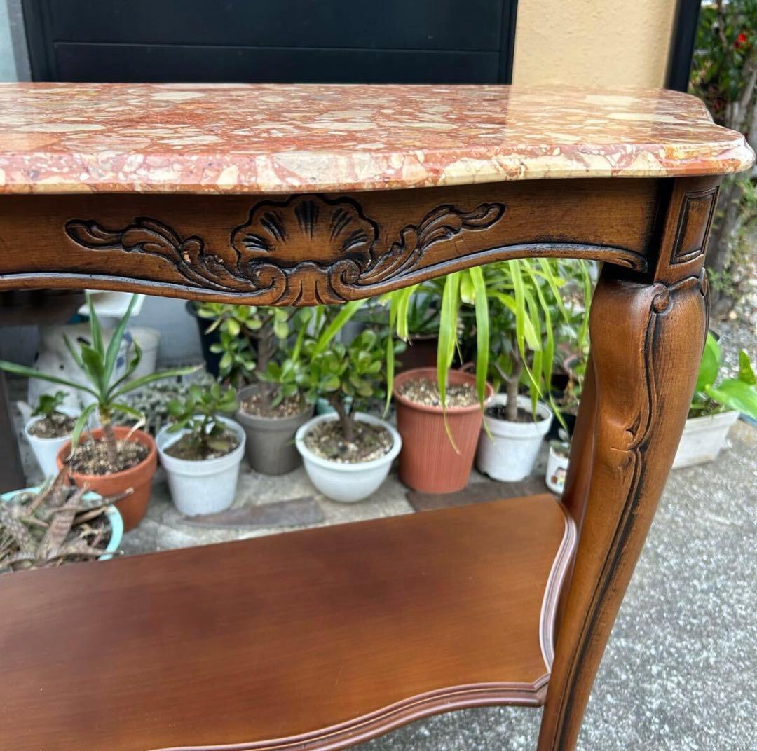 大理石天板の西洋家具テーブル　コンソール テーブル 花台 アンティーク